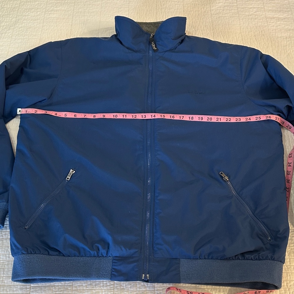 L.L.Bean Warm Up Jacket Fleece Lined Nylon Windbreaker Blue XLT - Picture 6 of 9